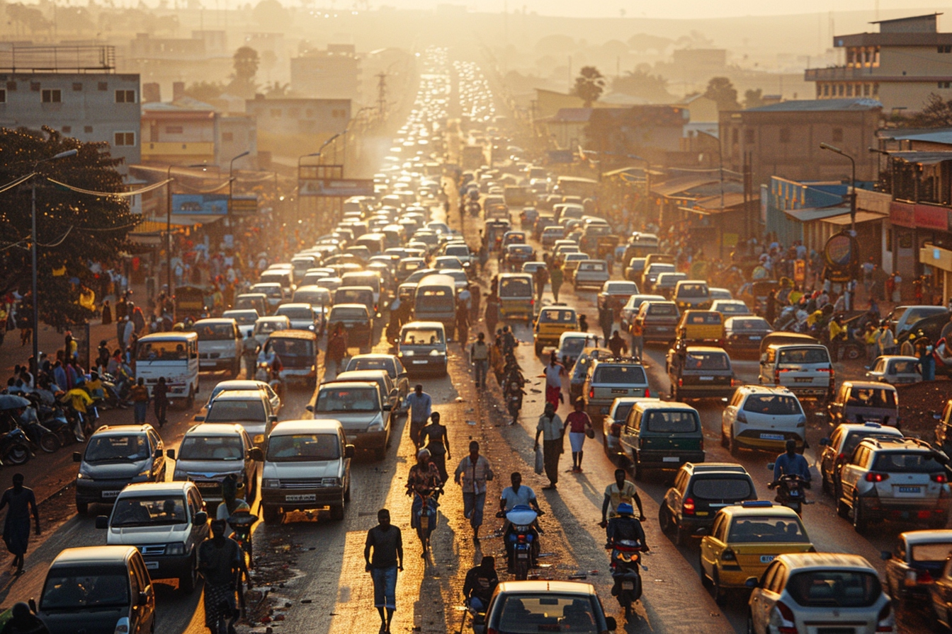 Vue panoramique des différents moyens de transport en activité à Mamoudzou illustrant une mobilité fluide.