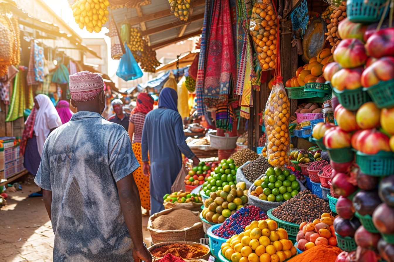 Vue animée de la rue principale de Mamoudzou avec des boutiques locales, idéale pour une expérience de shopping unique à MAMOUDZOU.